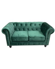 Sofá CHESTER PREMIUM, 2 plazas, tapizado velvet esmeralda