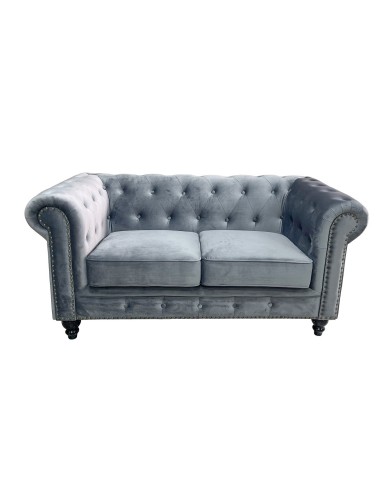 Sofá CHESTER PREMIUM, 2 plazas, tapizado velvet gris