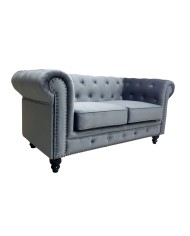 Sofá CHESTER PREMIUM, 2 plazas, tapizado velvet gris