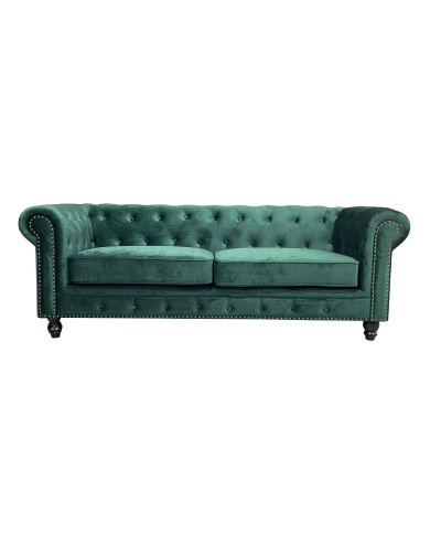 Sofá CHESTER PREMIUM, 3 plazas, tapizado velvet esmeralda