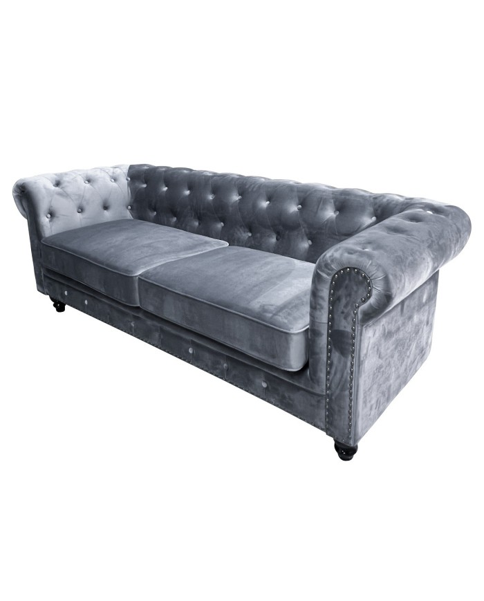 Sofá CHESTER PREMIUM, 3 plazas, tapizado velvet gris