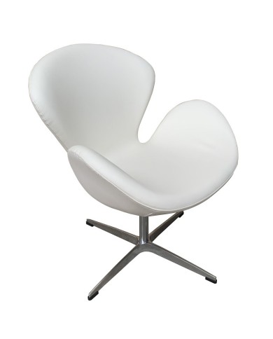 Sillón SW, tapizado en similpiel blanca