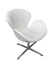 Sillón SW, tapizado en similpiel blanca