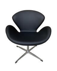 Sillón SW, tapizado en similpiel negra