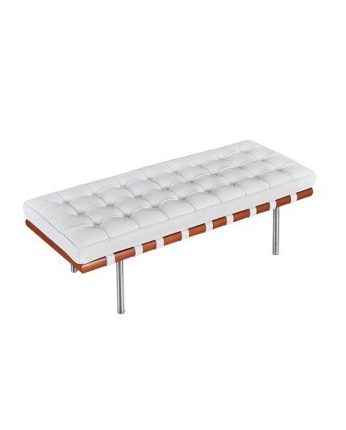Banco BARNA, tapizado en similpiel blanca