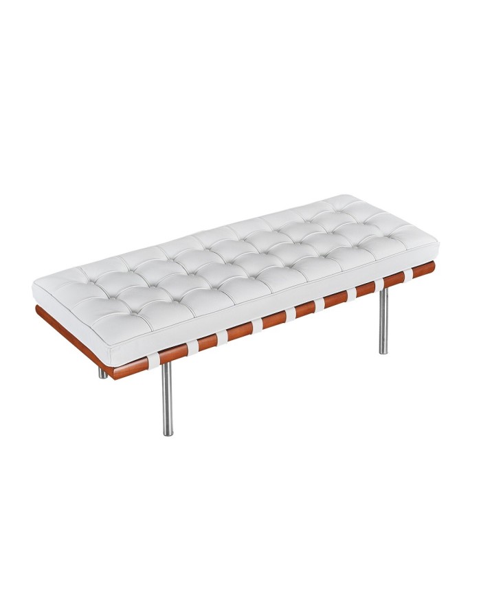 Banco BARNA, tapizado en similpiel blanca