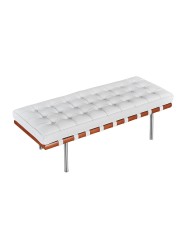 Banco BARNA, tapizado en similpiel blanca