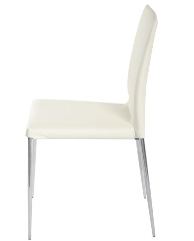 Silla INMA, apilable, metal, similpiel blanca