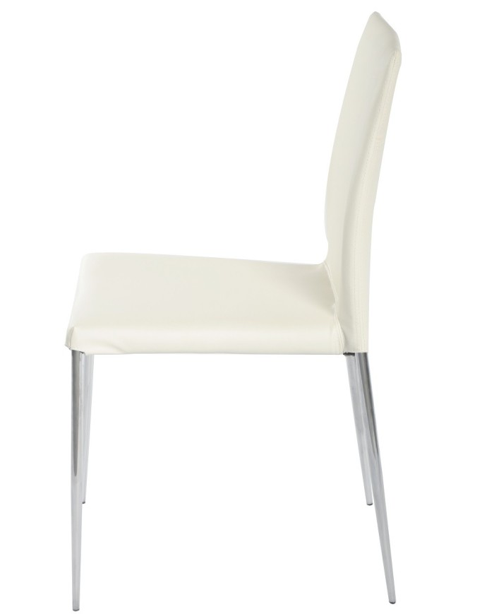 Silla INMA, apilable, metal, similpiel blanca
