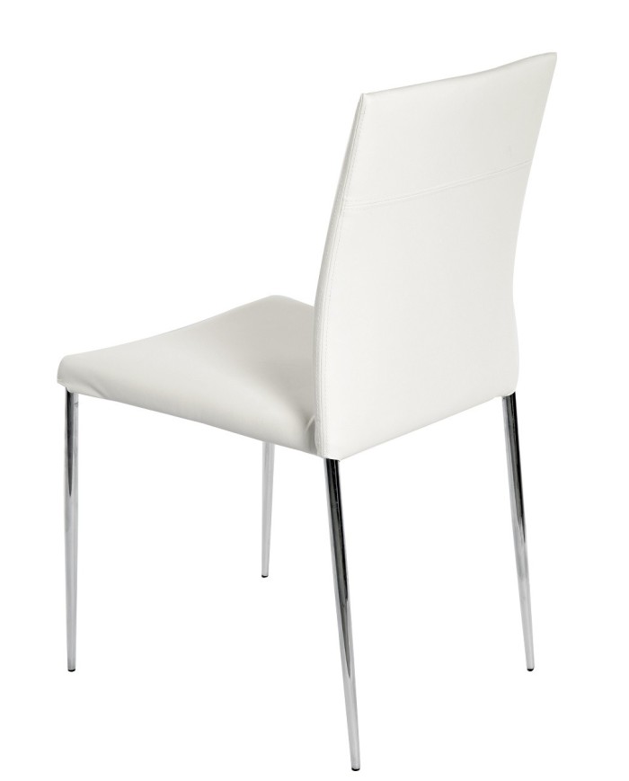 Silla INMA, apilable, metal, similpiel blanca