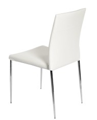 Silla INMA, apilable, metal, similpiel blanca