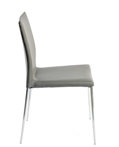Silla INMA, apilable, metal, similpiel gris oscuro