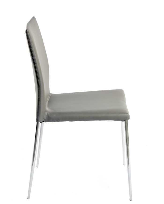 Silla INMA, apilable, metal, similpiel gris oscuro