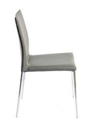 Silla INMA, apilable, metal, similpiel gris oscuro
