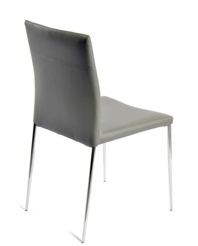 Silla INMA, apilable, metal, similpiel gris oscuro