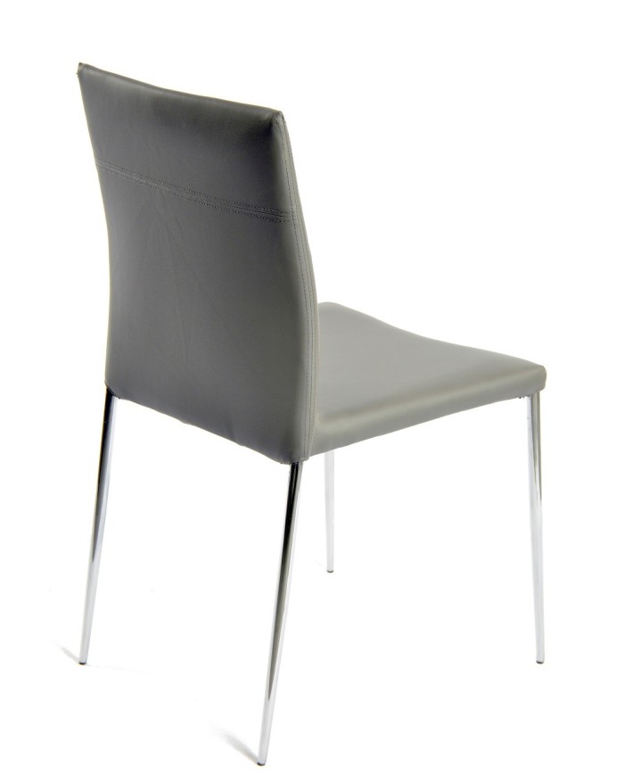 Silla INMA, apilable, metal, similpiel gris oscuro