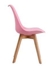 Silla TORRE 4P (SU), madera, polipropileno y cojín rosa