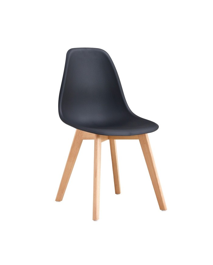 Silla MARAIS, madera, polipropileno negro