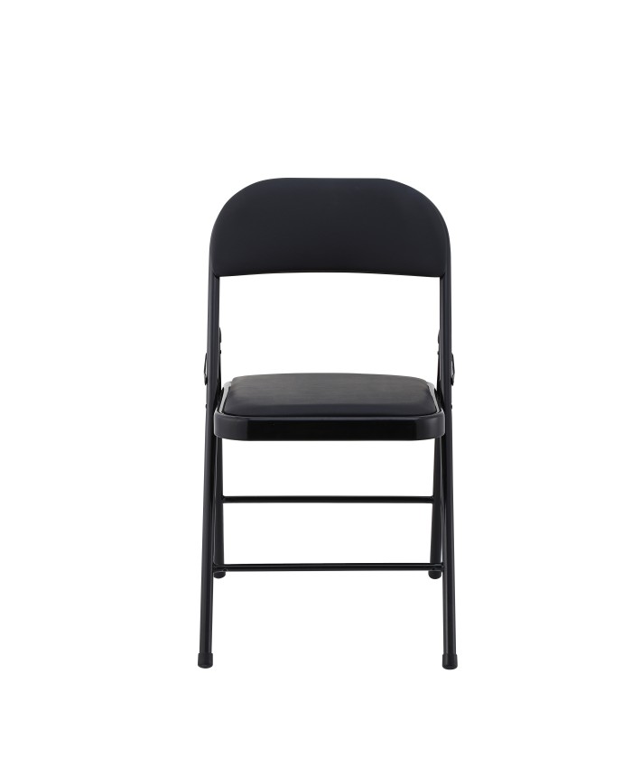 Silla SMART, plegable, metal, epoxi negro, vinilo negro