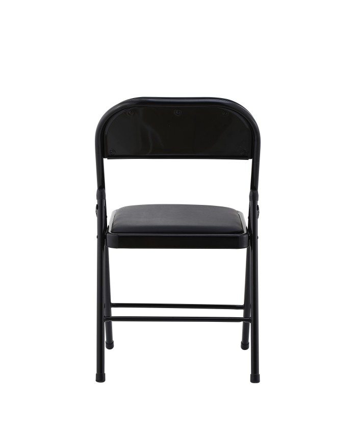 Silla SMART, plegable, metal, epoxi negro, vinilo negro