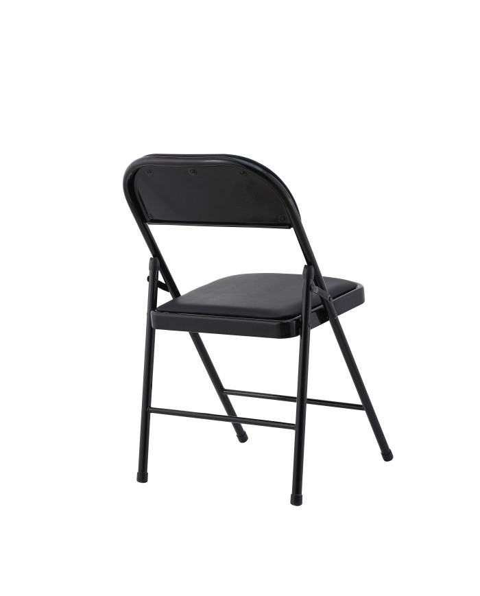 Silla SMART, plegable, metal, epoxi negro, vinilo negro