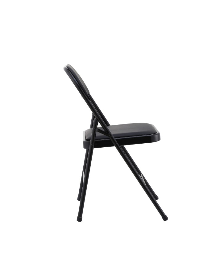 Silla SMART, plegable, metal, epoxi negro, vinilo negro