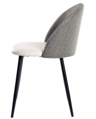 Silla ETNA, metal negro, tapizado pata de gallo y similpiel blanca