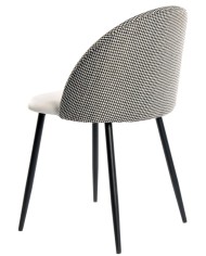 Silla ETNA, metal negro, tapizado pata de gallo y similpiel blanca