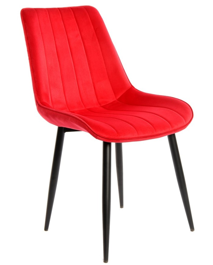 Silla YUCCA, metal negro, tapizado velvet rojo