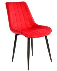 Silla YUCCA, metal negro, tapizado velvet rojo