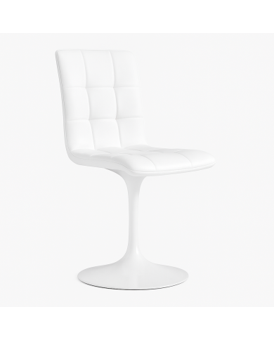 Silla IVONNE, metal blanco, tapizado similpiel blanca