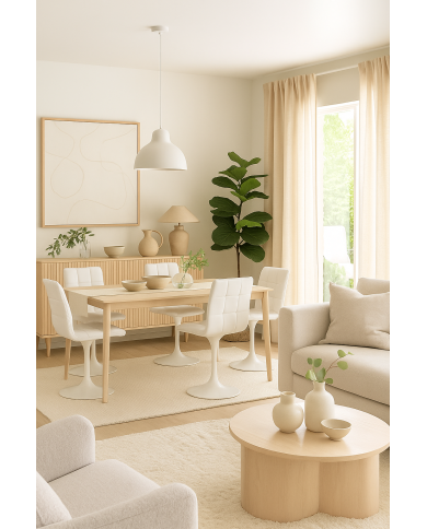 Silla IVONNE, metal blanco, tapizado similpiel blanca