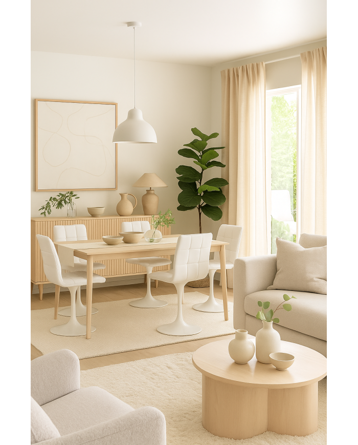 Silla IVONNE, metal blanco, tapizado similpiel blanca