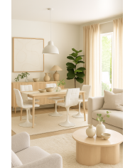 Silla IVONNE, metal blanco, tapizado similpiel blanca