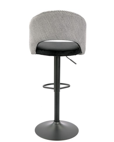 Taburete TEIDE, regulable, metal negro, tapizado pata de gallo con negro