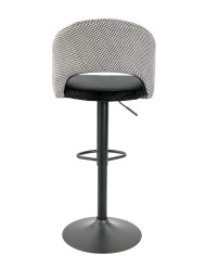 Taburete TEIDE, regulable, metal negro, tapizado pata de gallo con negro