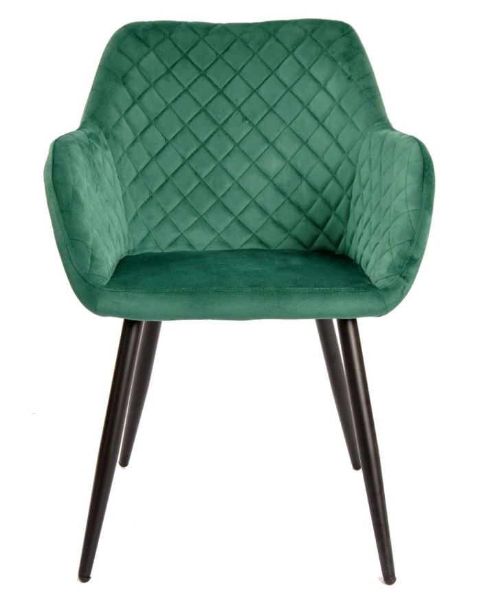 Sillón ROLANDO, metal, tapizado velvet 56 verde oscuro