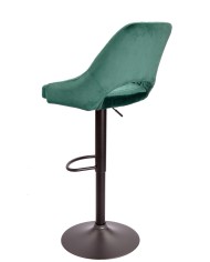 Taburete YASUR, regulable, metal negro, tapizado velvet 56 verde oscuro