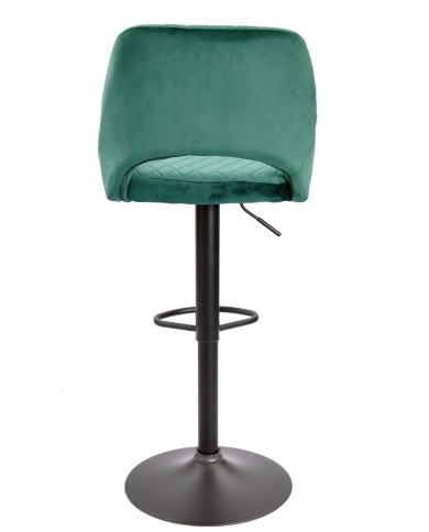 Taburete YASUR, regulable, metal negro, tapizado velvet 56 verde oscuro