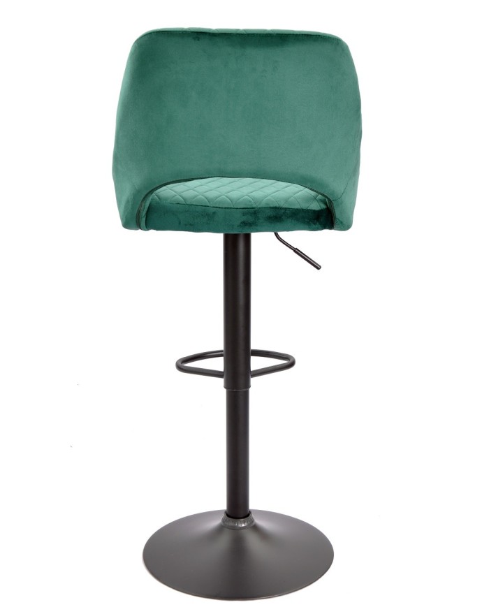 Taburete YASUR, regulable, metal negro, tapizado velvet 56 verde oscuro