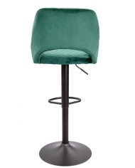 Taburete YASUR, regulable, metal negro, tapizado velvet 56 verde oscuro