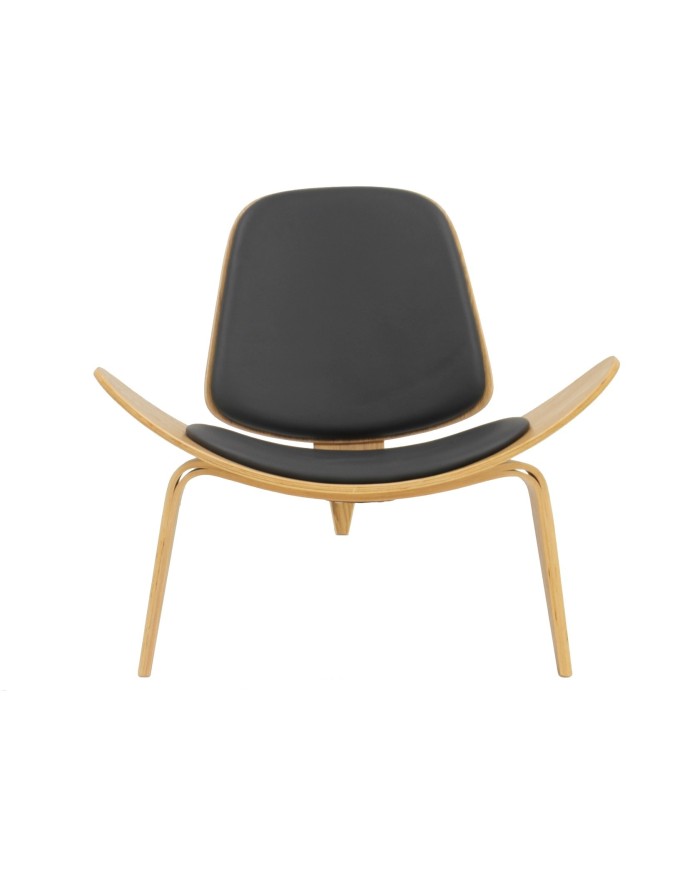 Sillón NORDIC (R), fresno, similpiel negra