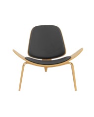 Sillón NORDIC (R), fresno, similpiel negra