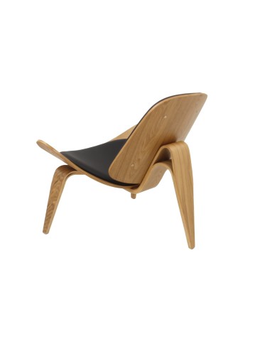 Sillón NORDIC (R), fresno, similpiel negra