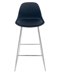 Taburete TOW FINN, cromado, carcasa y tapizado negro