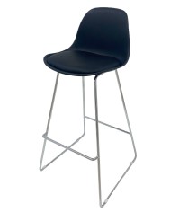 Taburete TOW FINN, cromado, carcasa y tapizado negro