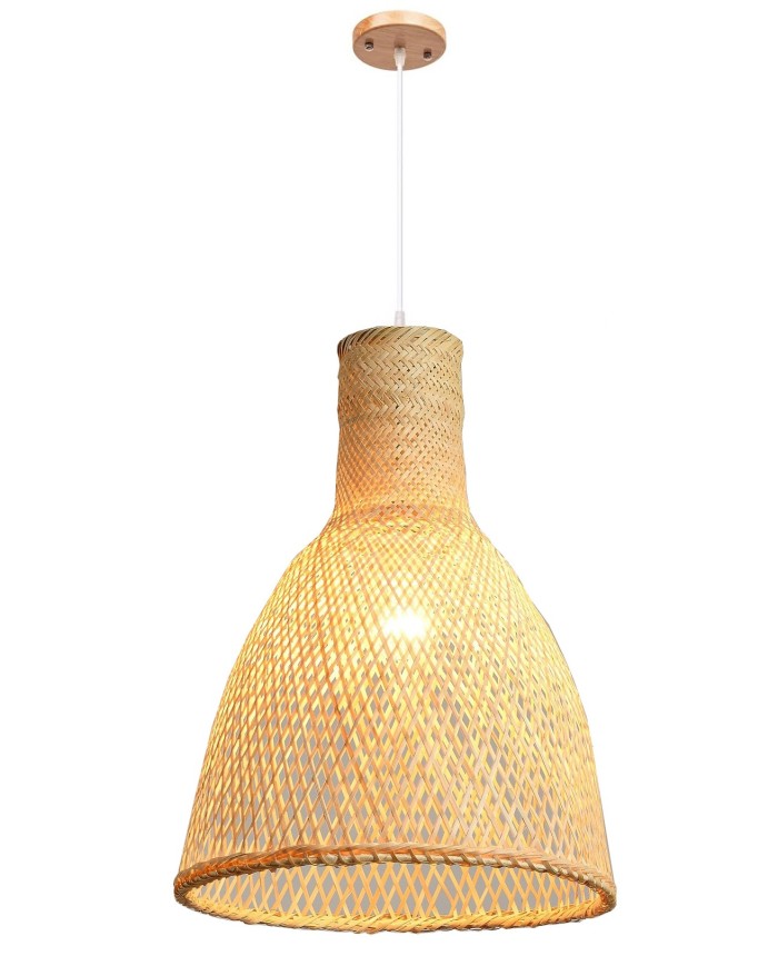 Lámpara MANILA, colgante, pantalla de bambú natural trenzado