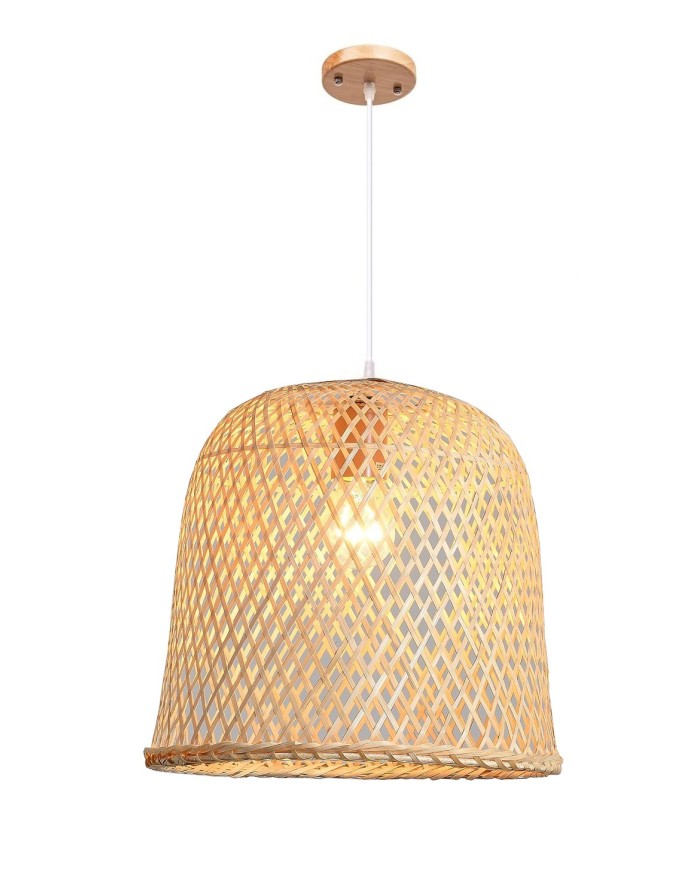 Lámpara POLINESIA, colgante, pantalla de bambú natural trenzado