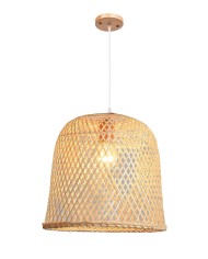 Lámpara POLINESIA, colgante, pantalla de bambú natural trenzado