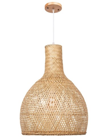 Lámpara SAMOA, colgante, pantalla de bambú natural trenzado